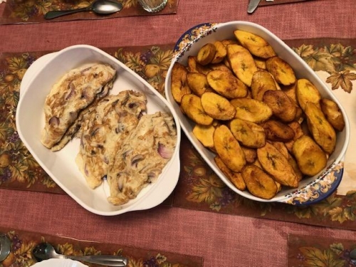 Plantains and eggs from free range chickens