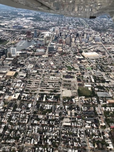 City streets and buildings from above