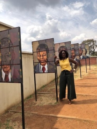 Picture gallery , showing the different faces of mandela as he aged.