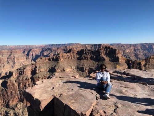That majestic pose with great view of the canyon