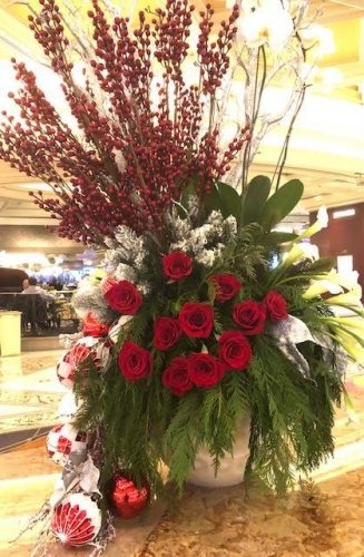 Arrival of the holiday season flower set up