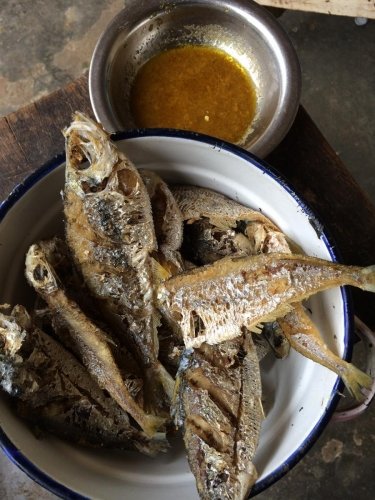 My childhood delight fried whole tilapia with pepper sauce