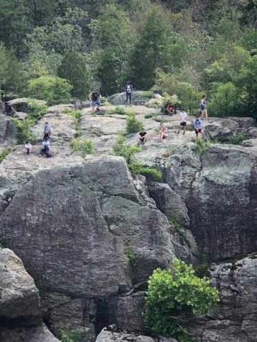 The view from one side to the other from the rocks.